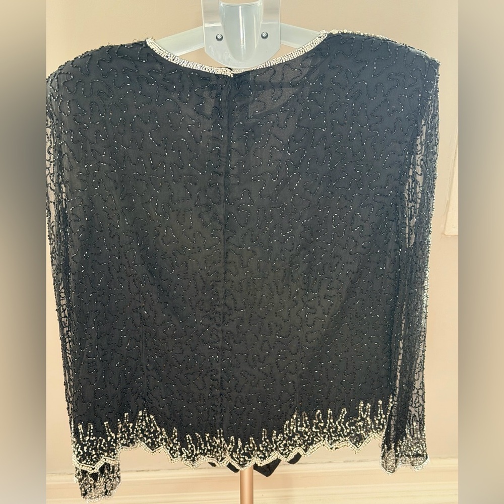 Silk Vintage Papell Boutique Evening Beaded Top - Picture 8 of 15
